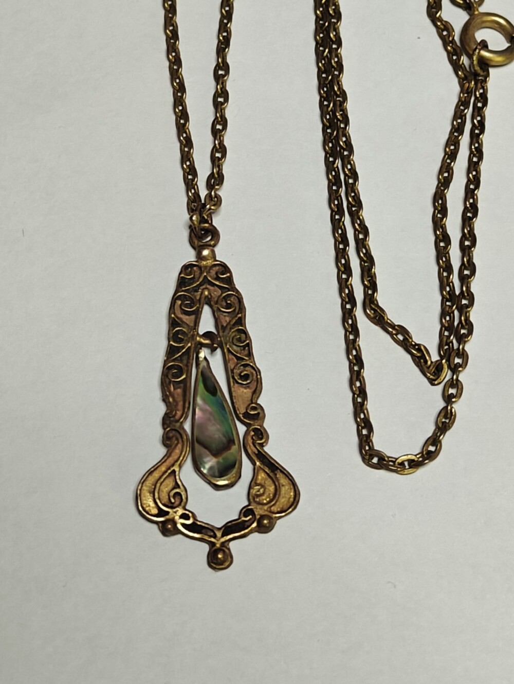 Vintage Art Nouveau Revival Gilded Brass Necklace